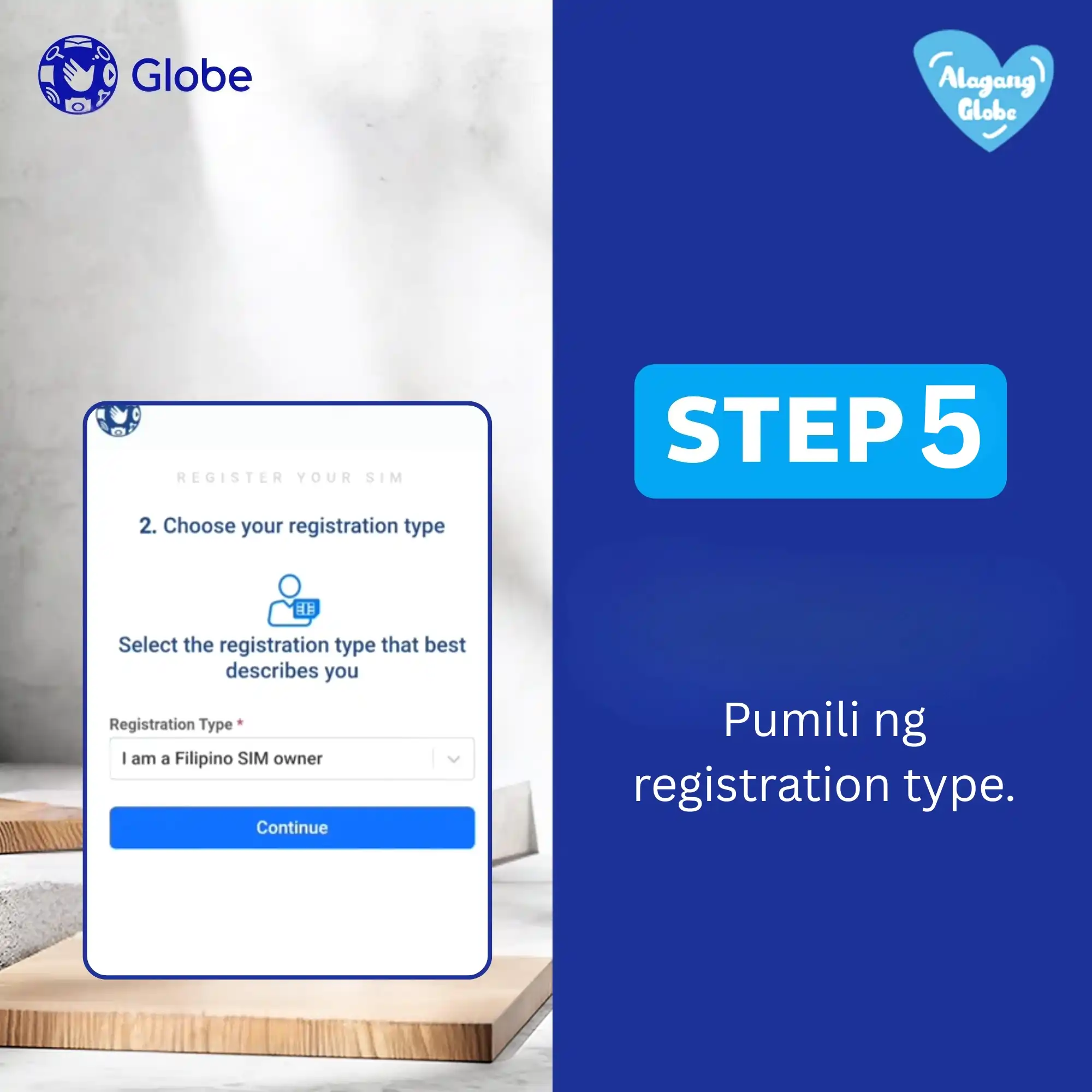 Globe SIM Registration 4 Choose the registration type.